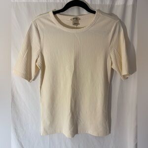 Duluth Trading Co Cream Ribbed Tee, size Small